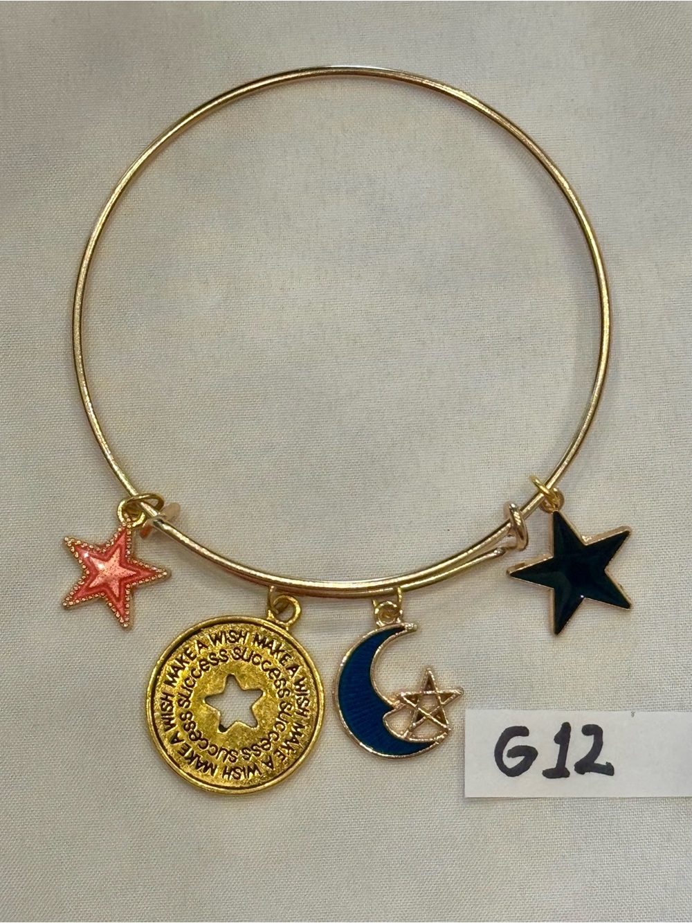 G12 Wish Stars Moon Charm Bangle Bracelet